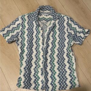 Zara Casual Button Down Shirt in Blue and Green